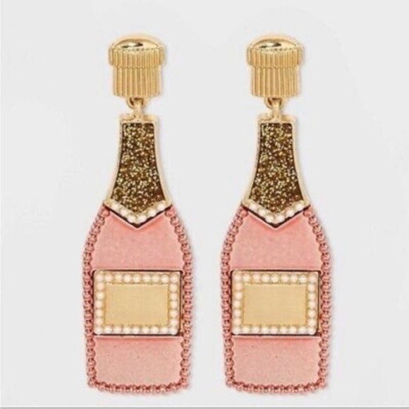 Sugarfix by Baublebar Rosรฉ Novelty Champagne Bottle Earrings - Picture 1 of 4